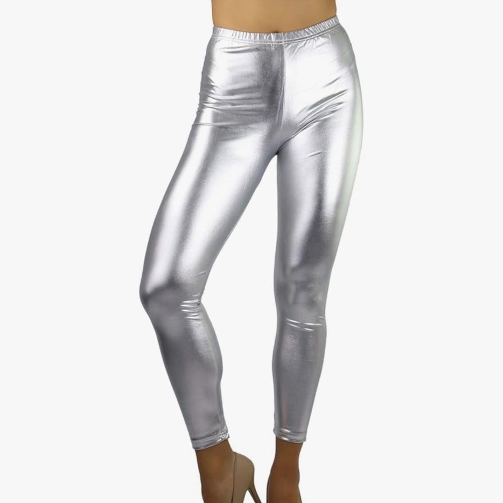 Women's Silver Metallic Leggings